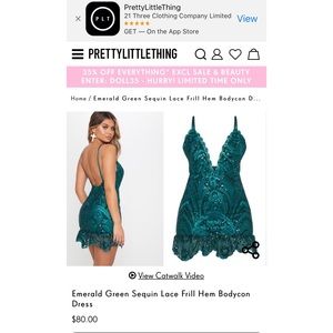 emerald green sequin lace frill hem bodycon dress